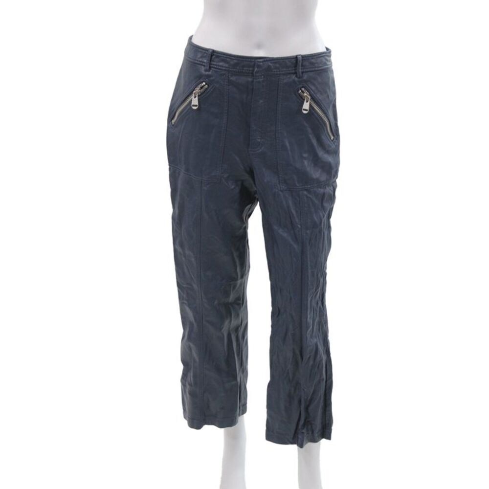 Cinq à Sept Women Cropped Pants Blue Coated Viscose Size 8